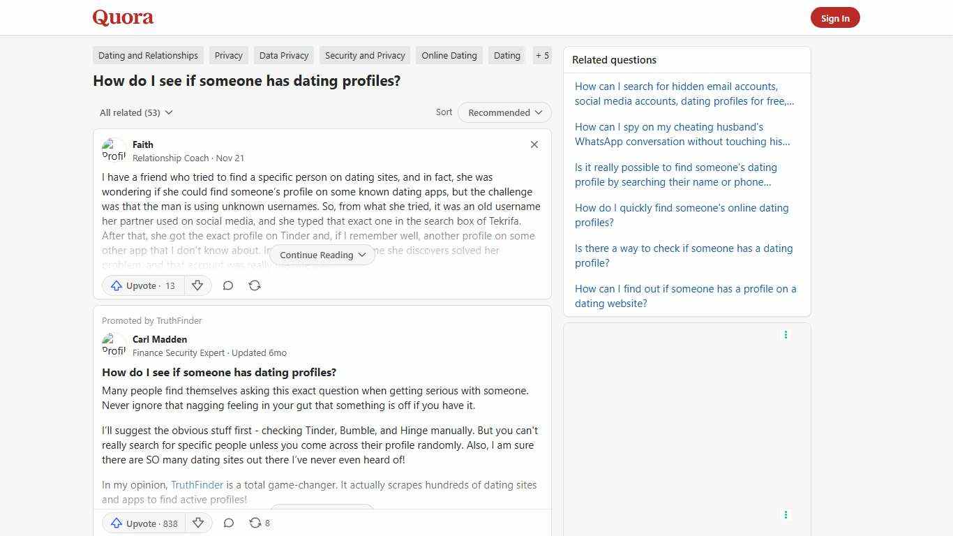How to see if someone has dating profiles - Quora